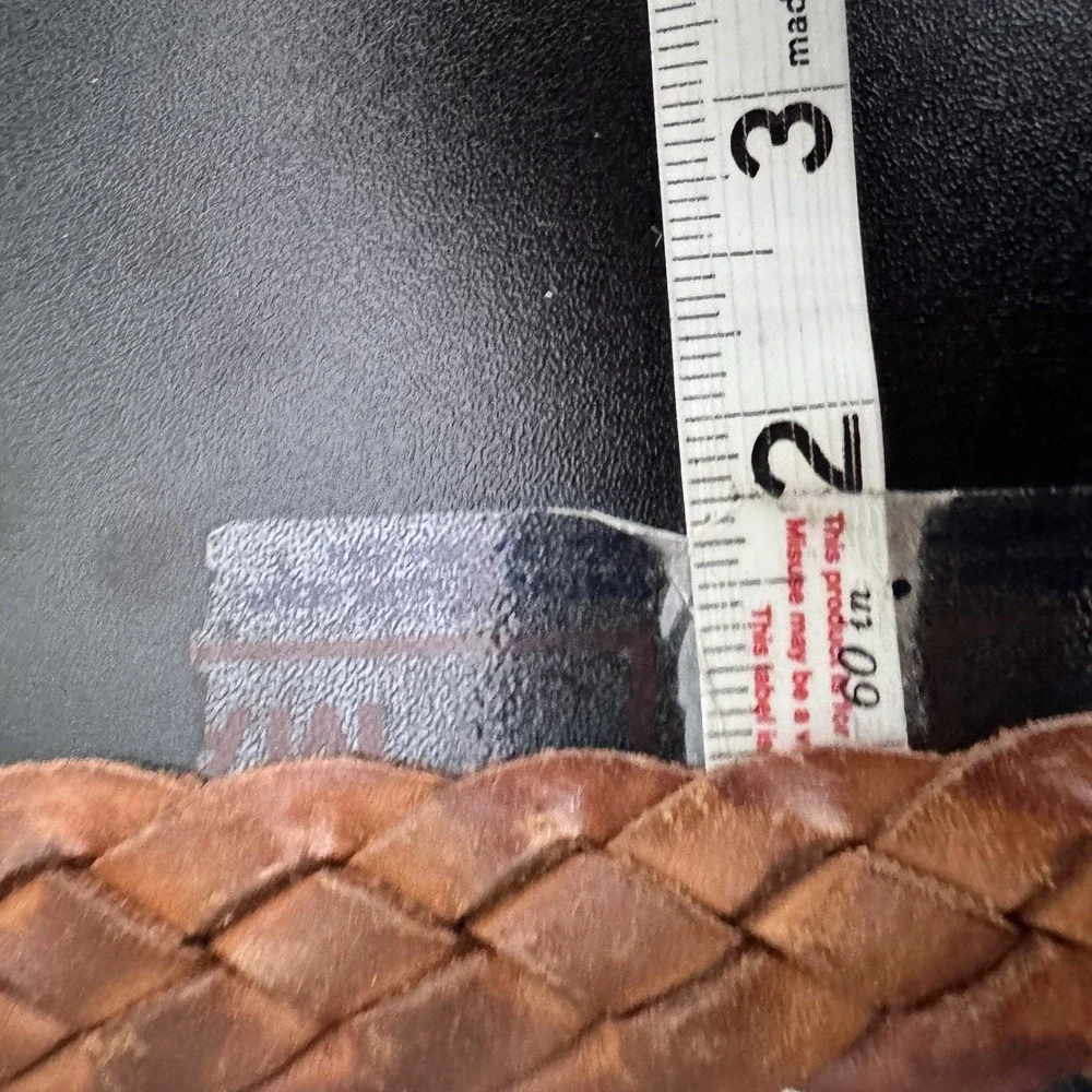 Vintage Eddie Bauer AEO Braided Genuine Leather Belt Sz 38 Brown Tan Unisex